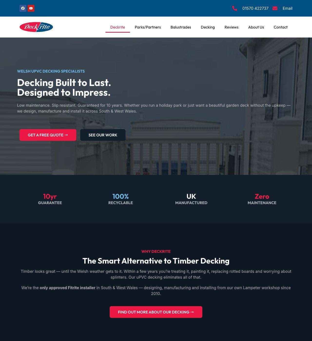 Deckrite uPVC decking website designed by Storm Development